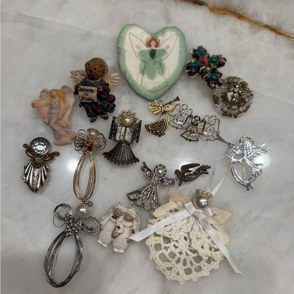 Assorted Angel Brooch and Pin Collection Lot Vintage & Modern